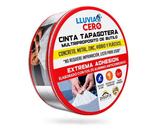 Rollo de cinta tapagotera Lluvia Cero con foil de aluminio